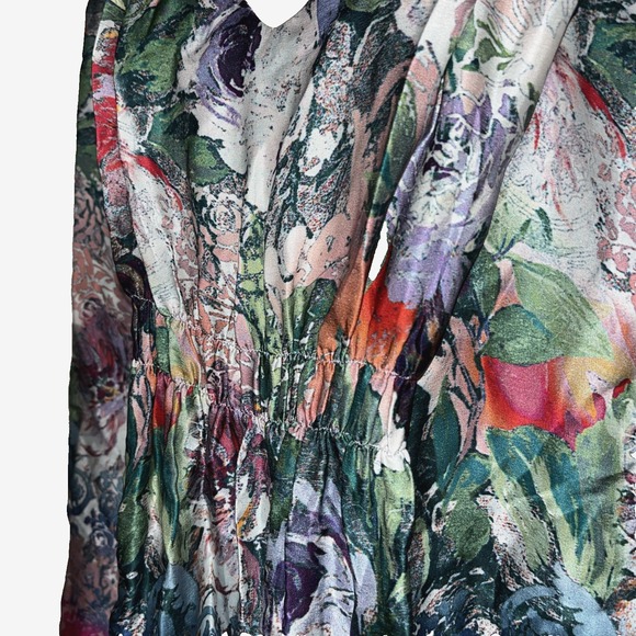 Sundance Sugar Plum 100% Silk Floral Pintucked Blouse Sz XS Boho Fairy Whimsical - Picture 5 of 7